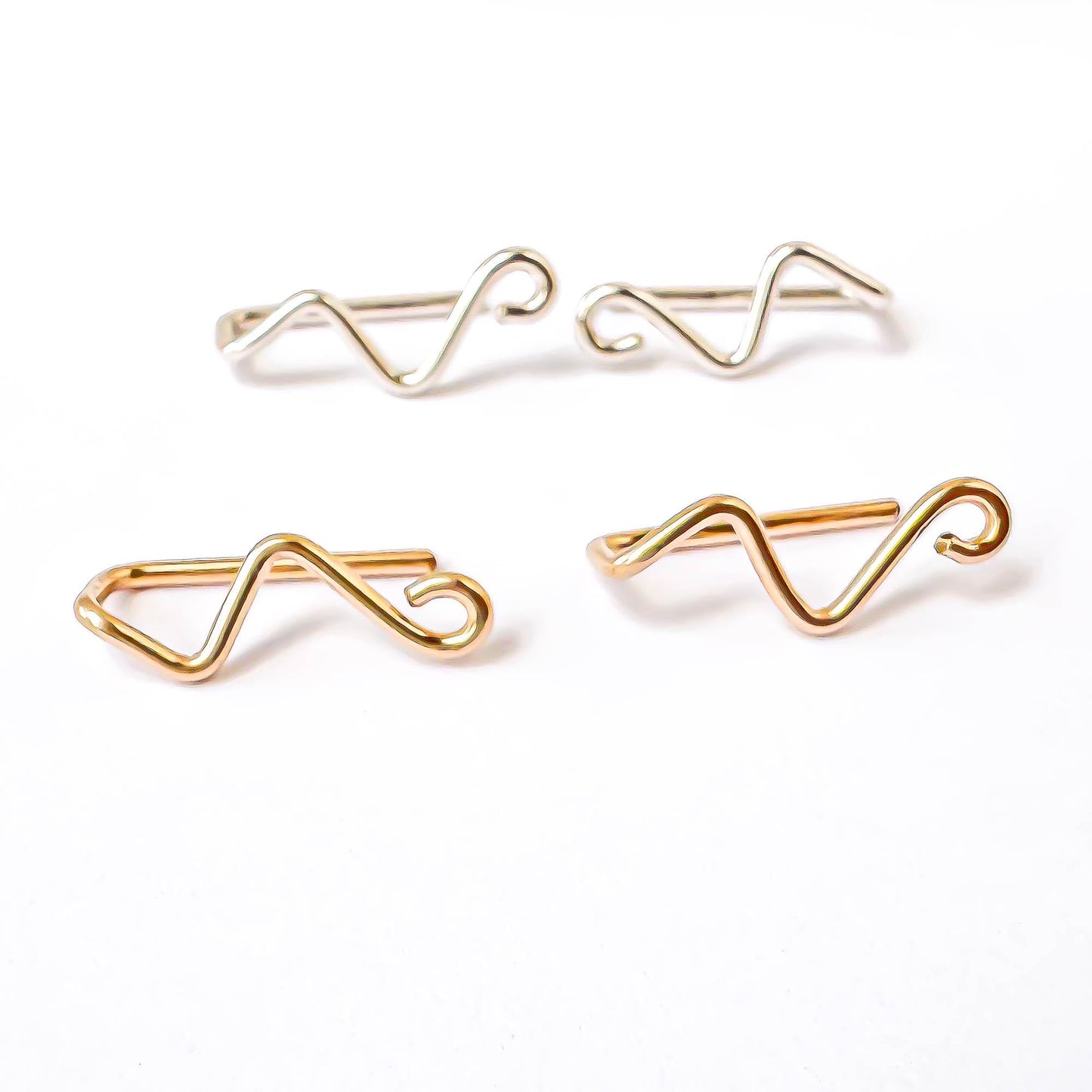 Curl Mini Ear Climber Earrings, 14K Gold Filled