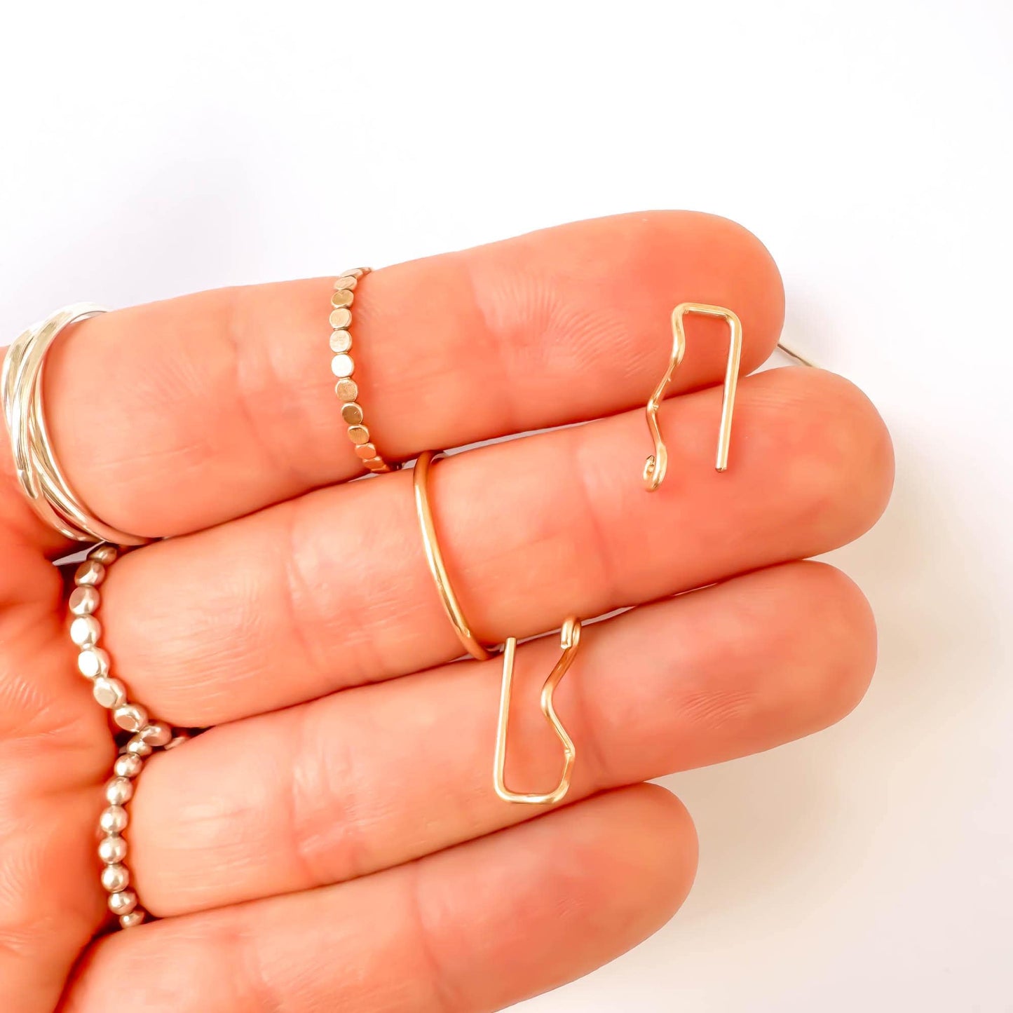 Curl Mini Ear Climber Earrings, 14K Gold Filled
