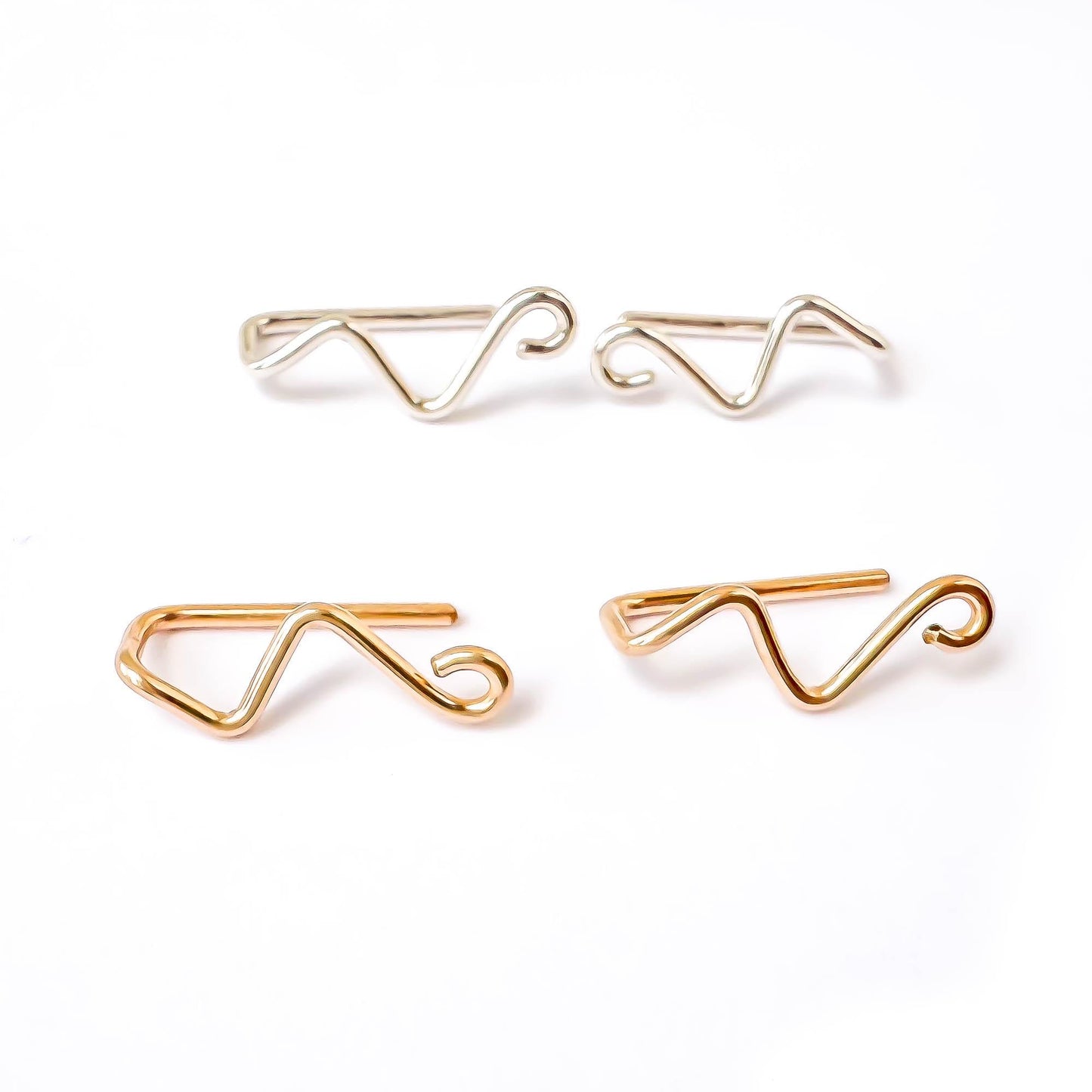 Curl Mini Ear Climber Earrings, 14K Gold Filled