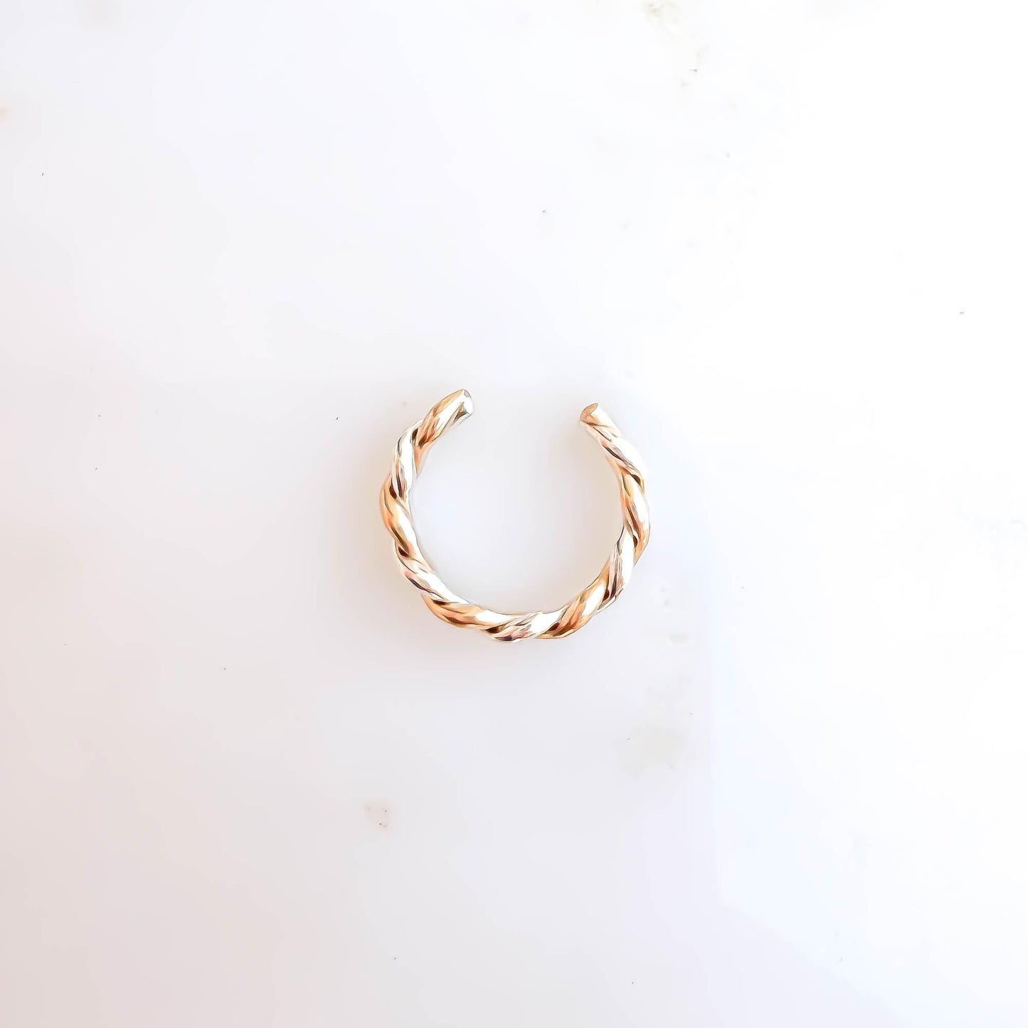 Two Toned Twist Conch Ear Cuff, 14K Gold Filled & Sterling Silver