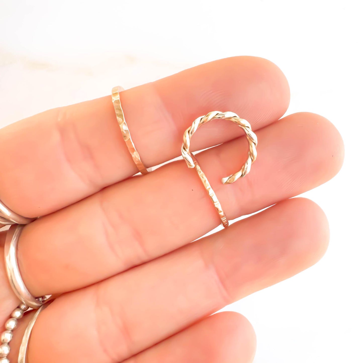 Two Toned Twist Conch Ear Cuff, 14K Gold Filled & Sterling Silver