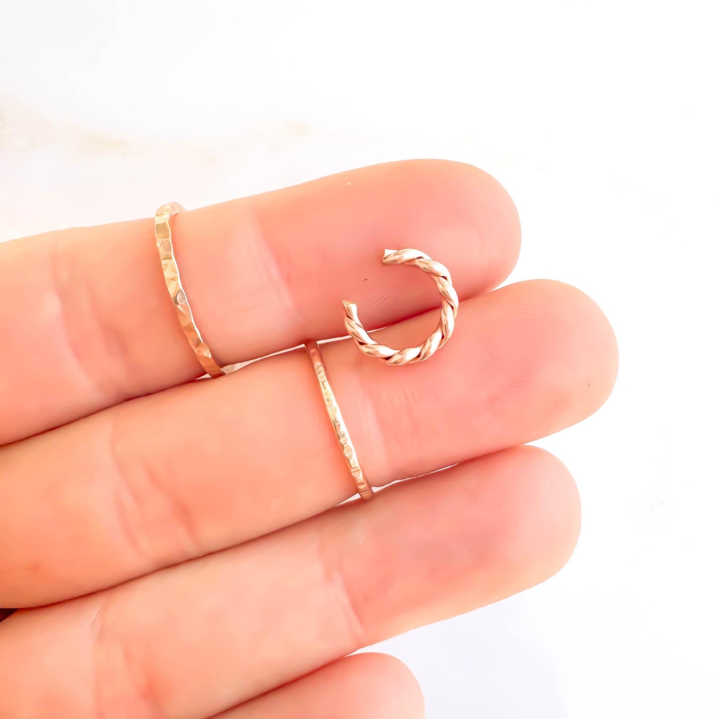 Twist Ear Cartilage Ear Cuff, 14K Rose Gold Filled