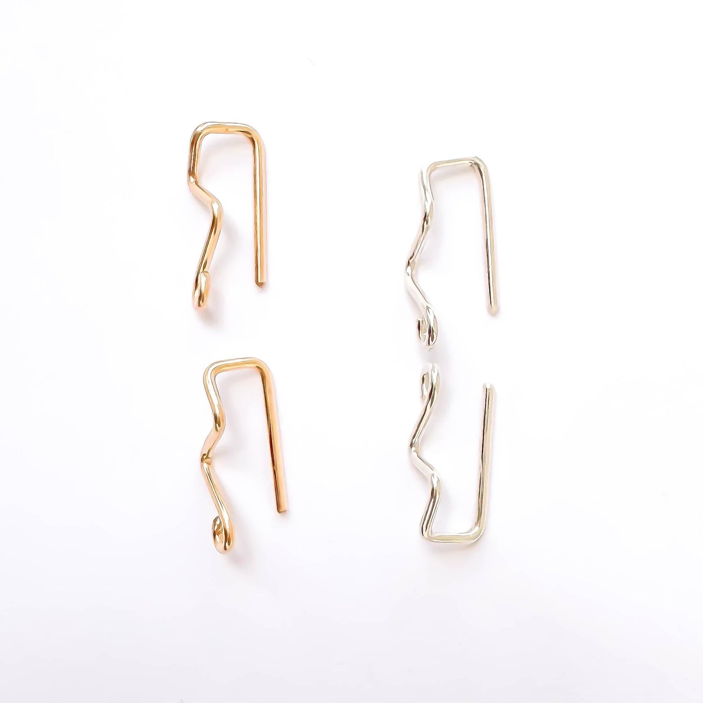 Curl Mini Ear Climber Earrings, 14K Gold Filled