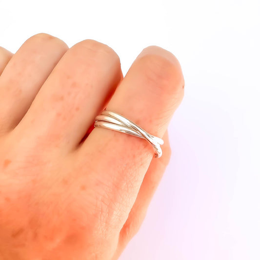 Triple Band Fidget Ring 925 Sterling Silver