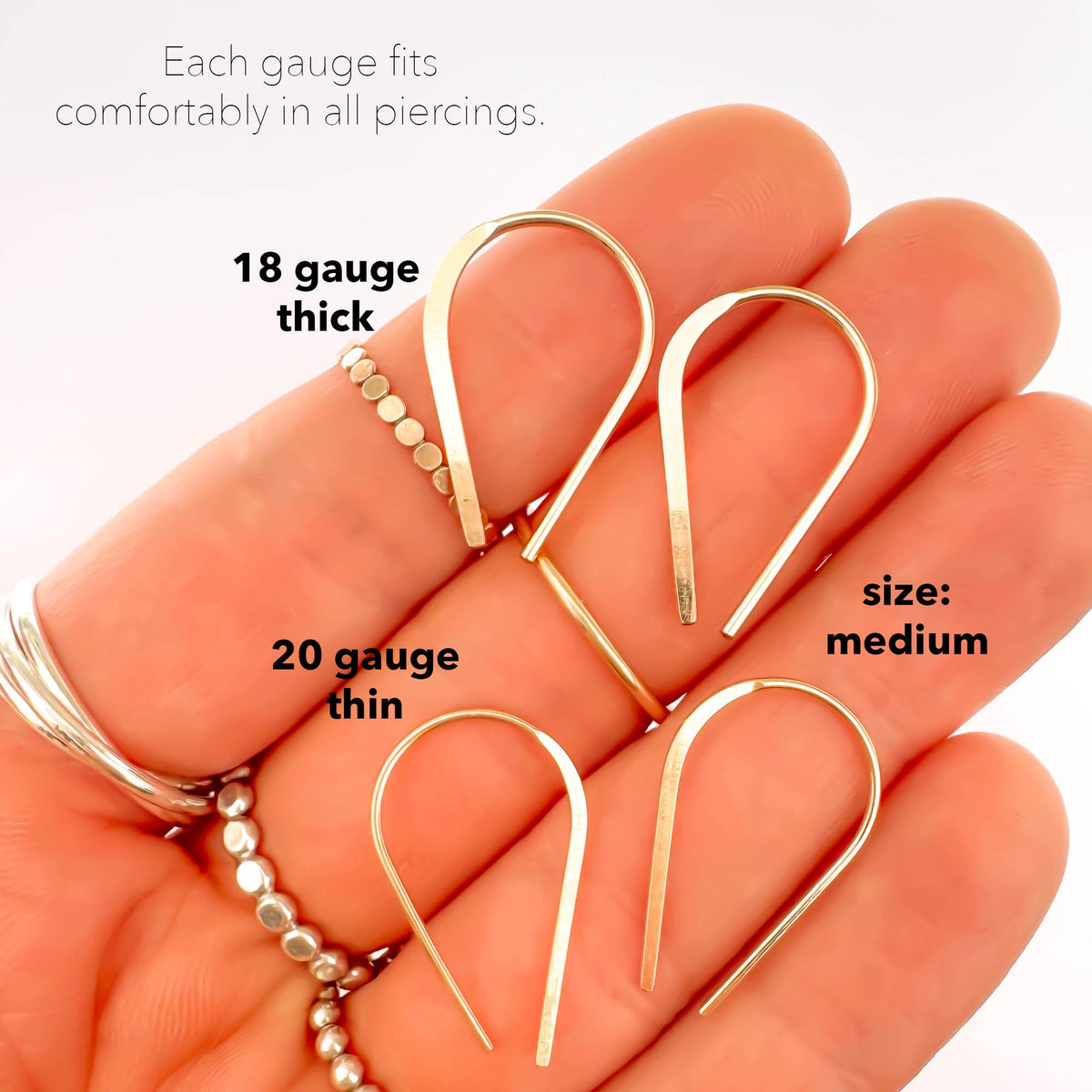 Bold Horseshoe Hoop Earrings, 14K Gold Filled or 925 Sterling Silver