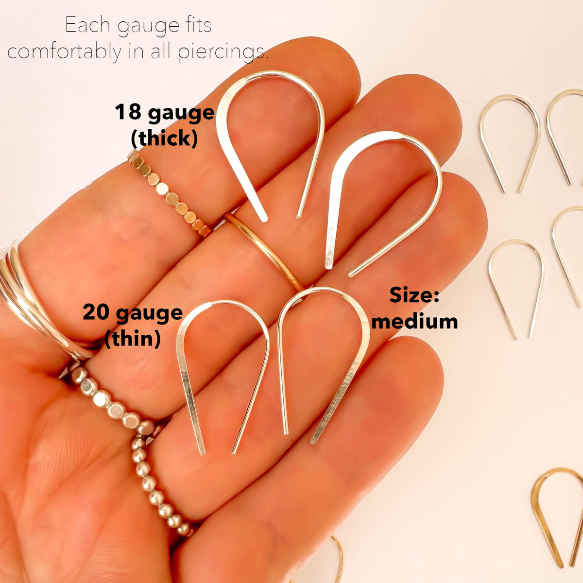 Bold Horseshoe Hoop Earrings, 14K Gold Filled or 925 Sterling Silver