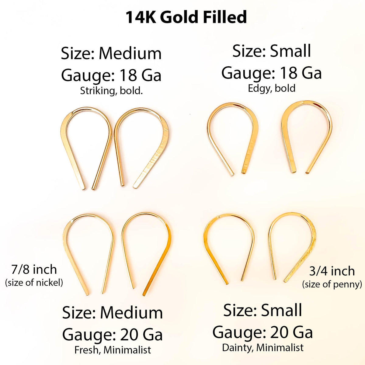 Bold Horseshoe Hoop Earrings, 14K Gold Filled or 925 Sterling Silver