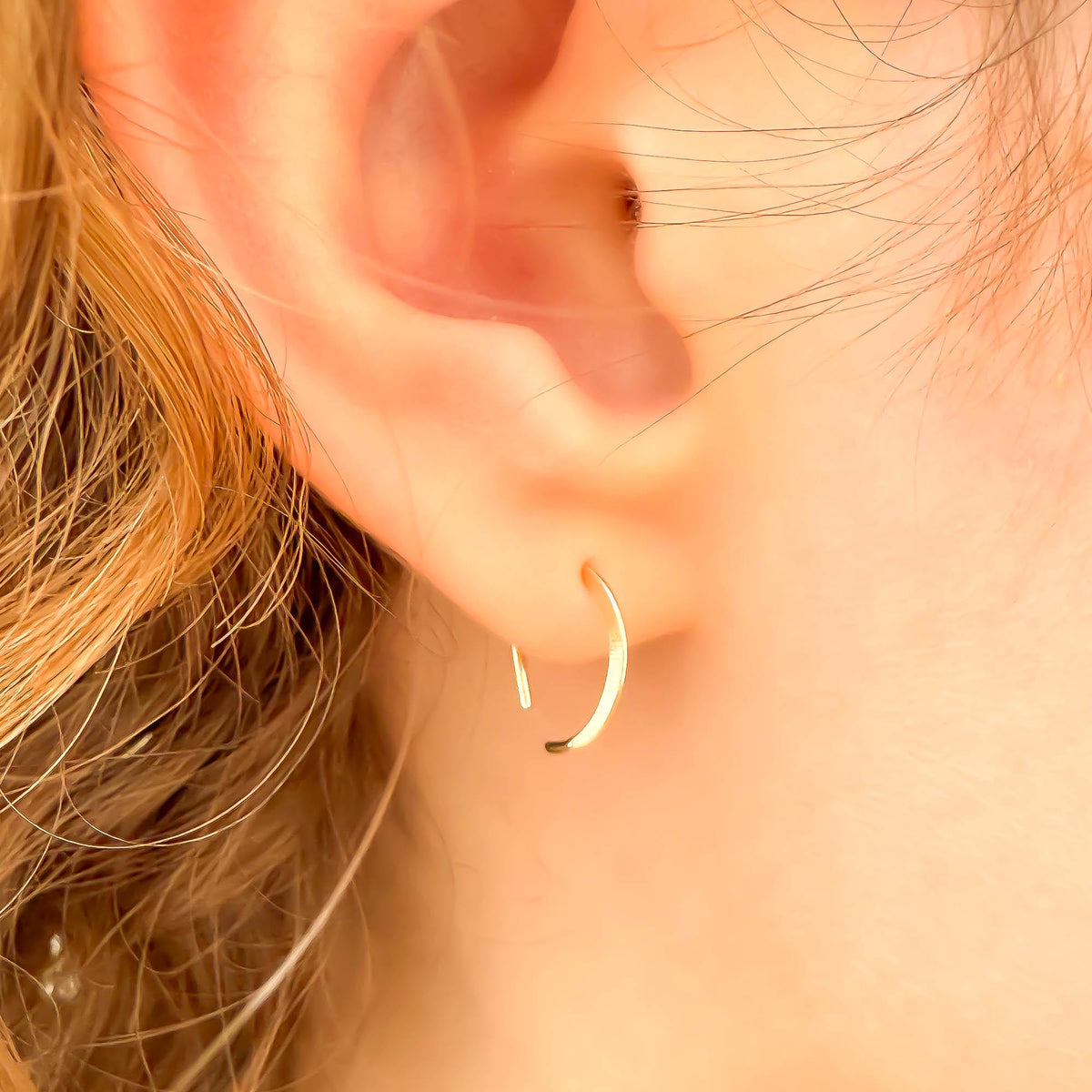 D Sleeper Hoops, 14K Gold Filled or 925 Sterling Silver