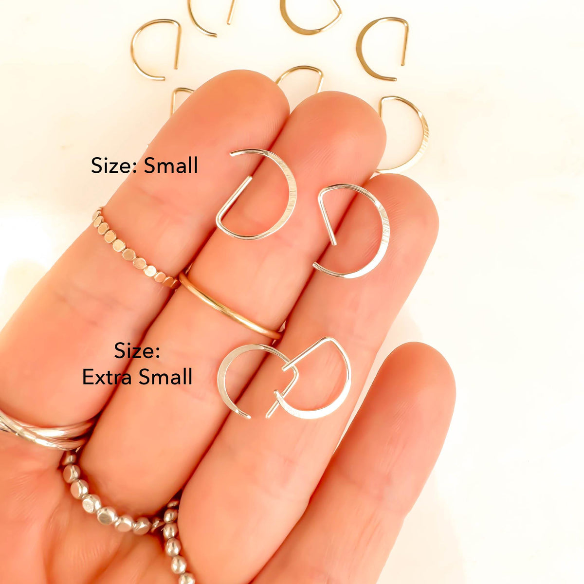 D Sleeper Hoops, 14K Gold Filled or 925 Sterling Silver