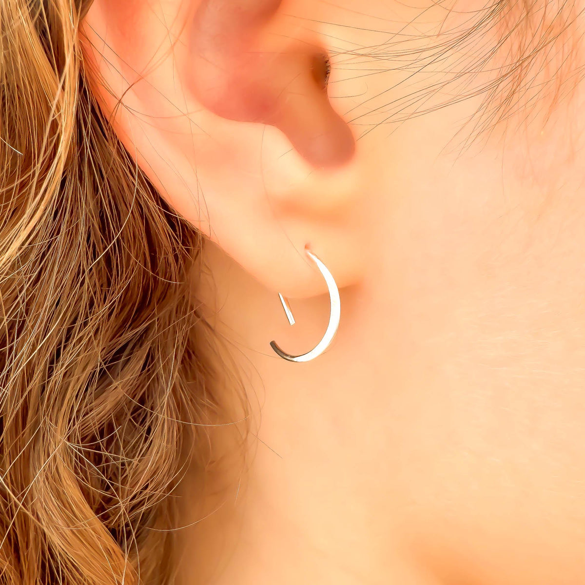 D Sleeper Hoops, 14K Gold Filled or 925 Sterling Silver