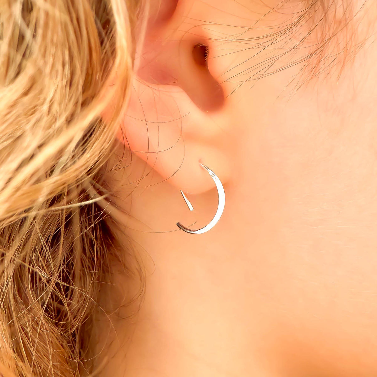 D Sleeper Hoops, 14K Gold Filled or 925 Sterling Silver