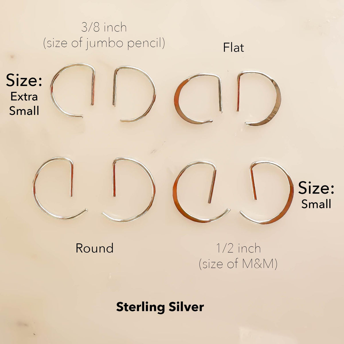 D Sleeper Hoops, 14K Gold Filled or 925 Sterling Silver