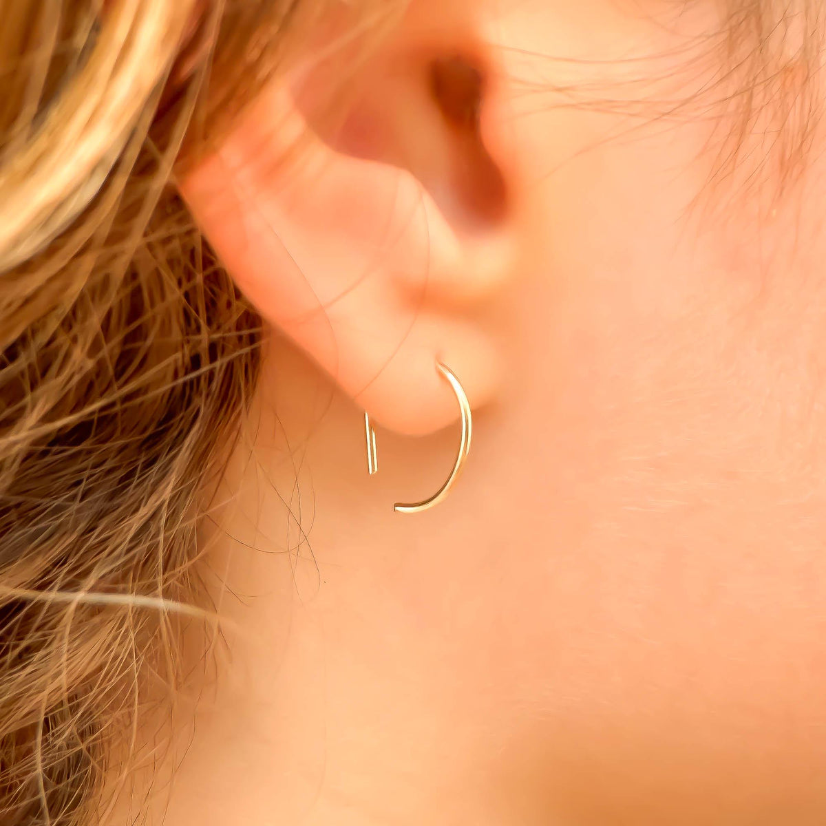 D Sleeper Hoops, 14K Gold Filled or 925 Sterling Silver