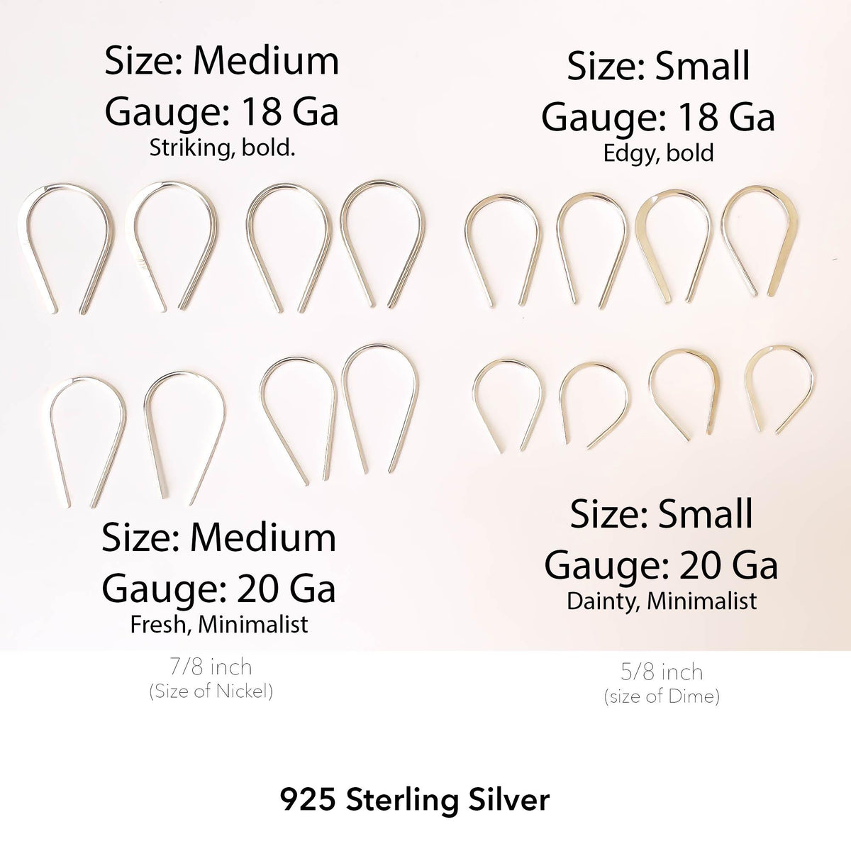 Bold Horseshoe Hoop Earrings, 14K Gold Filled or 925 Sterling Silver