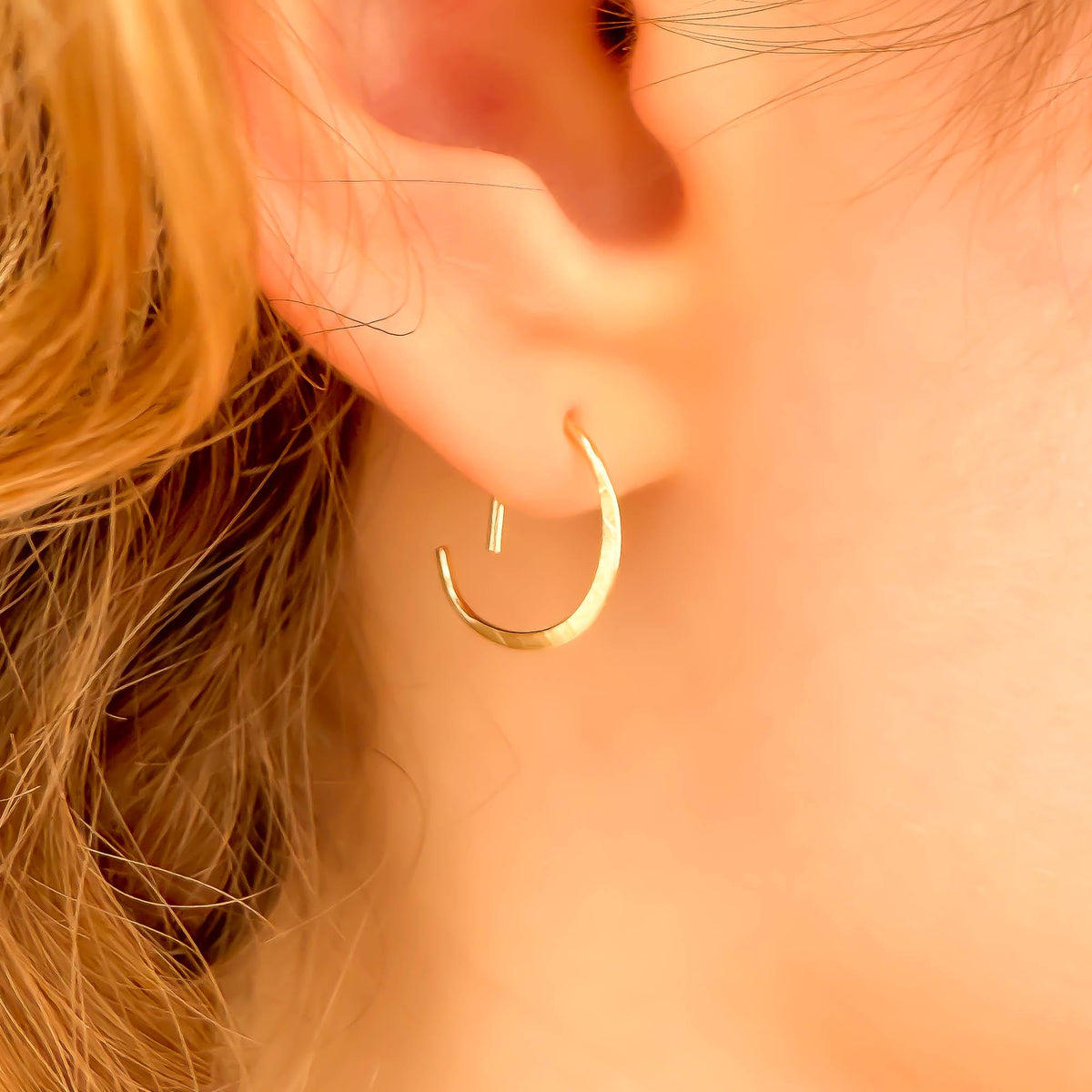 D Sleeper Hoops, 14K Gold Filled or 925 Sterling Silver