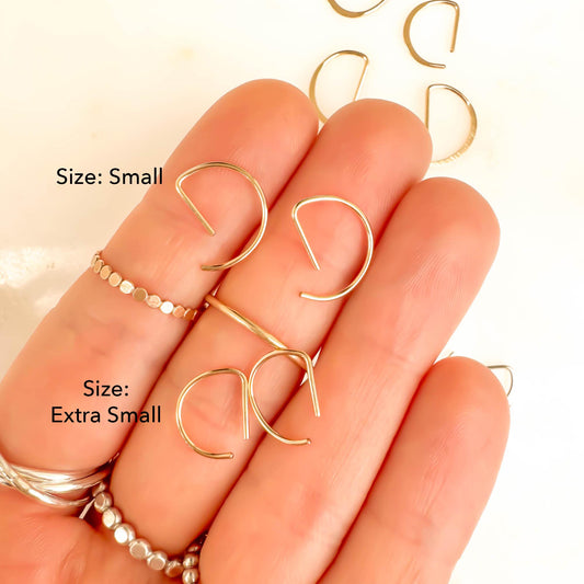 D Sleeper Hoops, 14K Gold Filled or 925 Sterling Silver