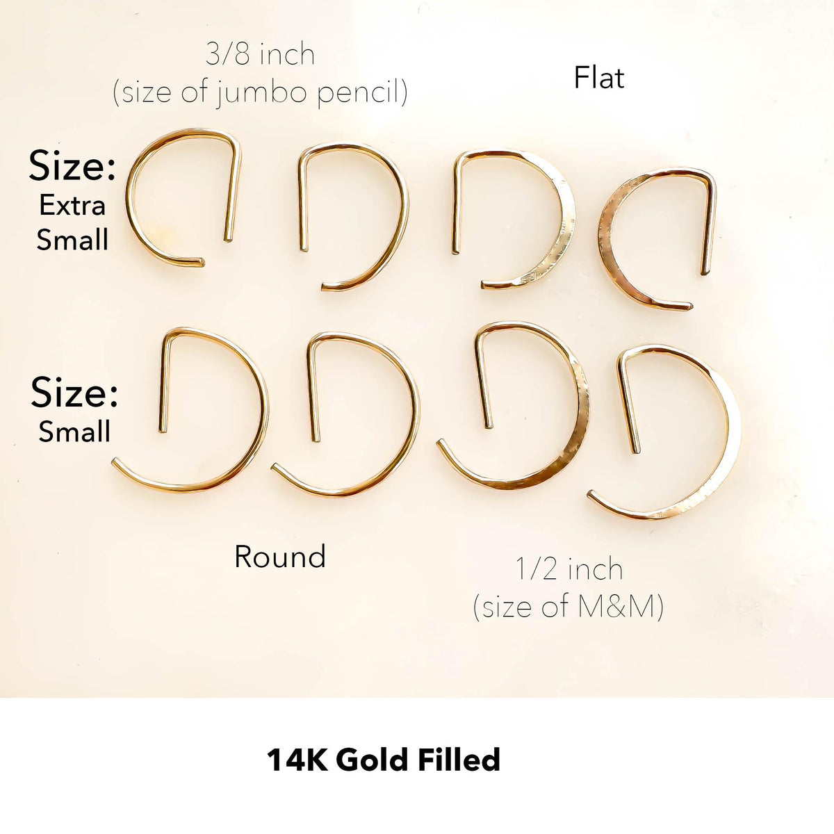 D Sleeper Hoops, 14K Gold Filled or 925 Sterling Silver