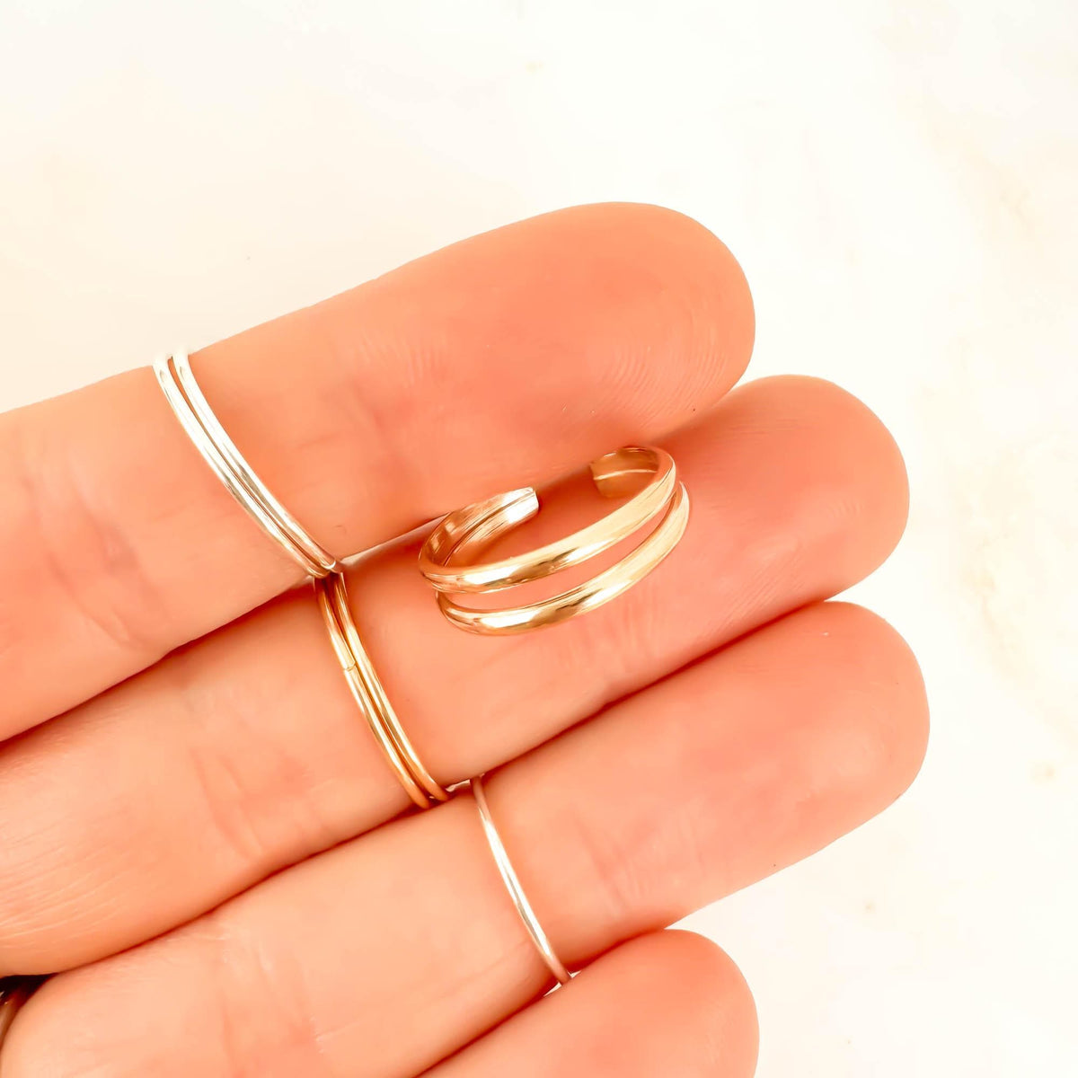 Double Band Toe Ring, 14K Gold Filled