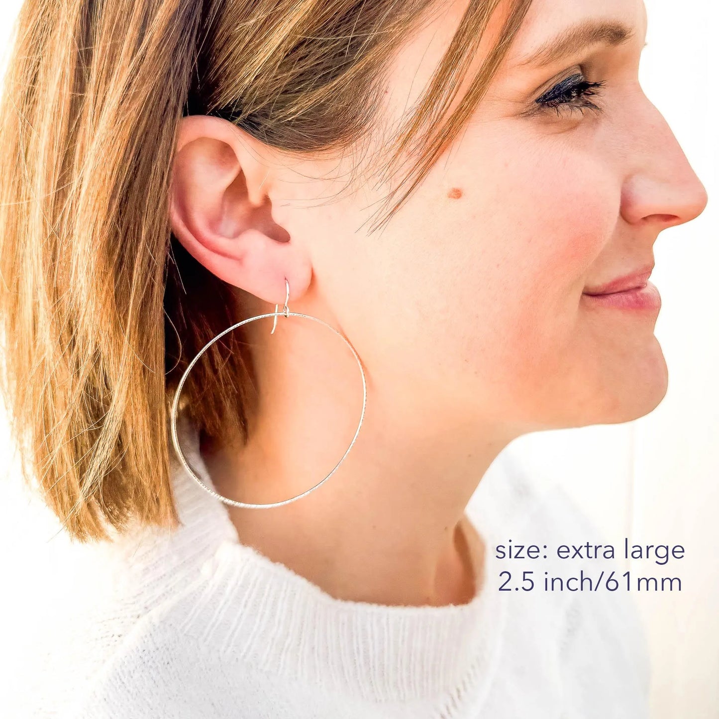 Big Forward Facing Hoop Earrings, 925 Sterling Silver