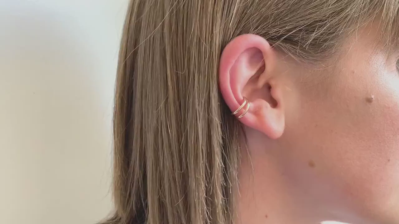 Two Band Silver Ear Cuff – Hoops By Hand