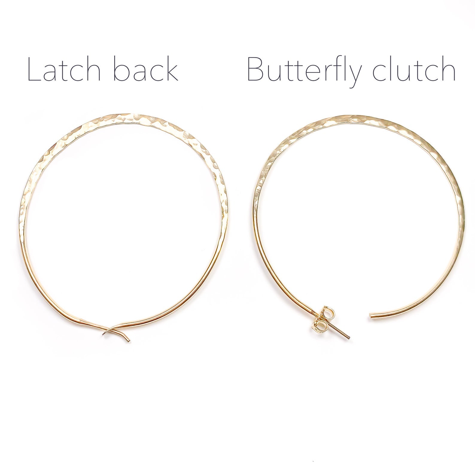 Gold hoop earrings on sale with butterfly back