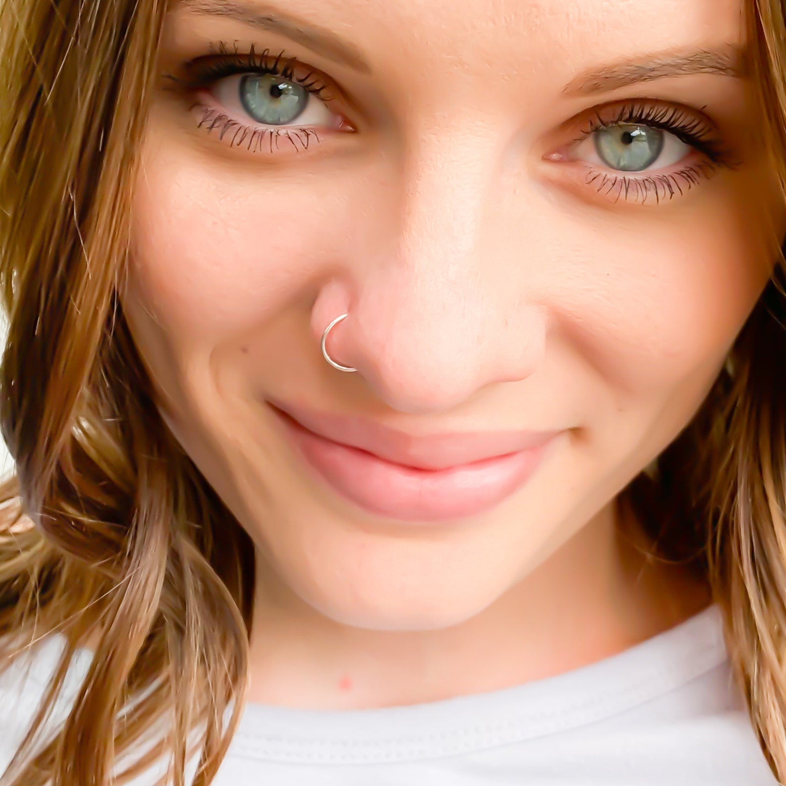 Solid 14K White Gold Nose Ring Hoop – Hoops By Hand