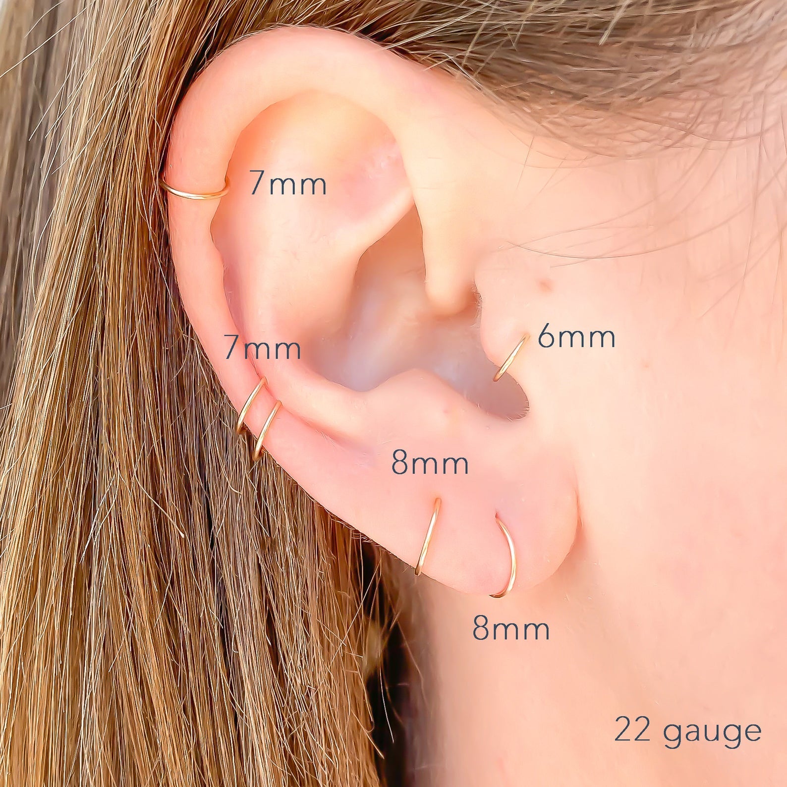 14K Gold Cartilage Helix Petite Single Hoop Earring