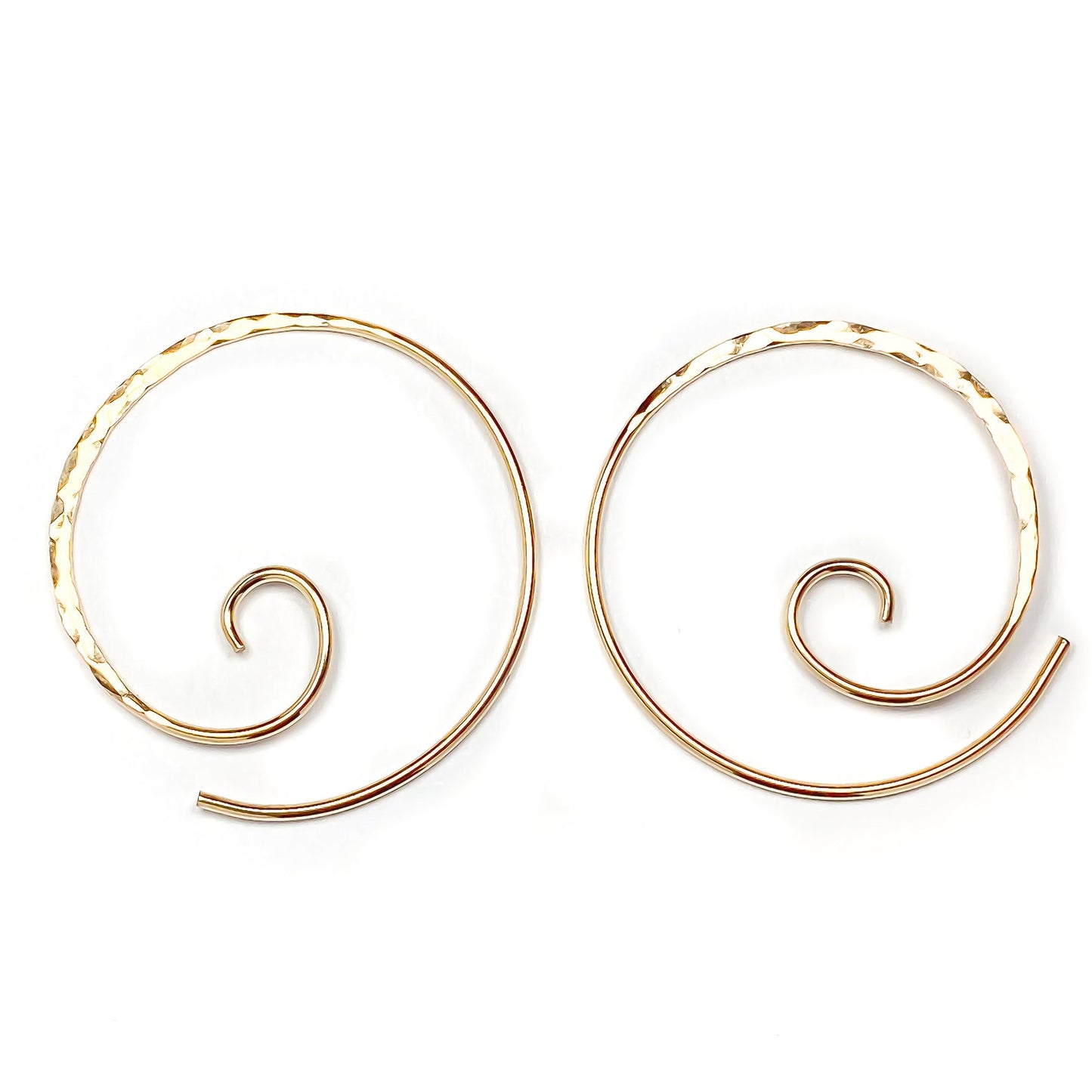 Thick Hammered Spiral Hoop Earrings