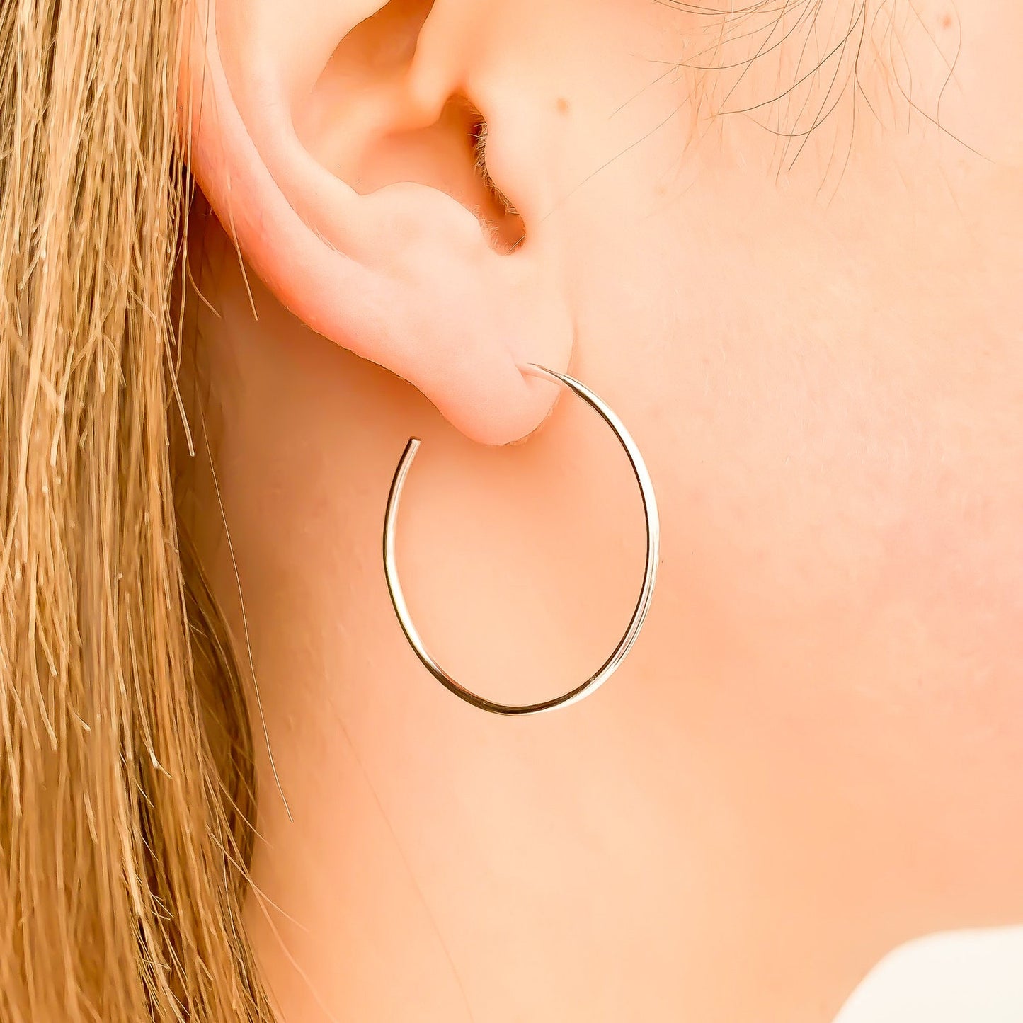 30mm Hoop Earrings, Silver