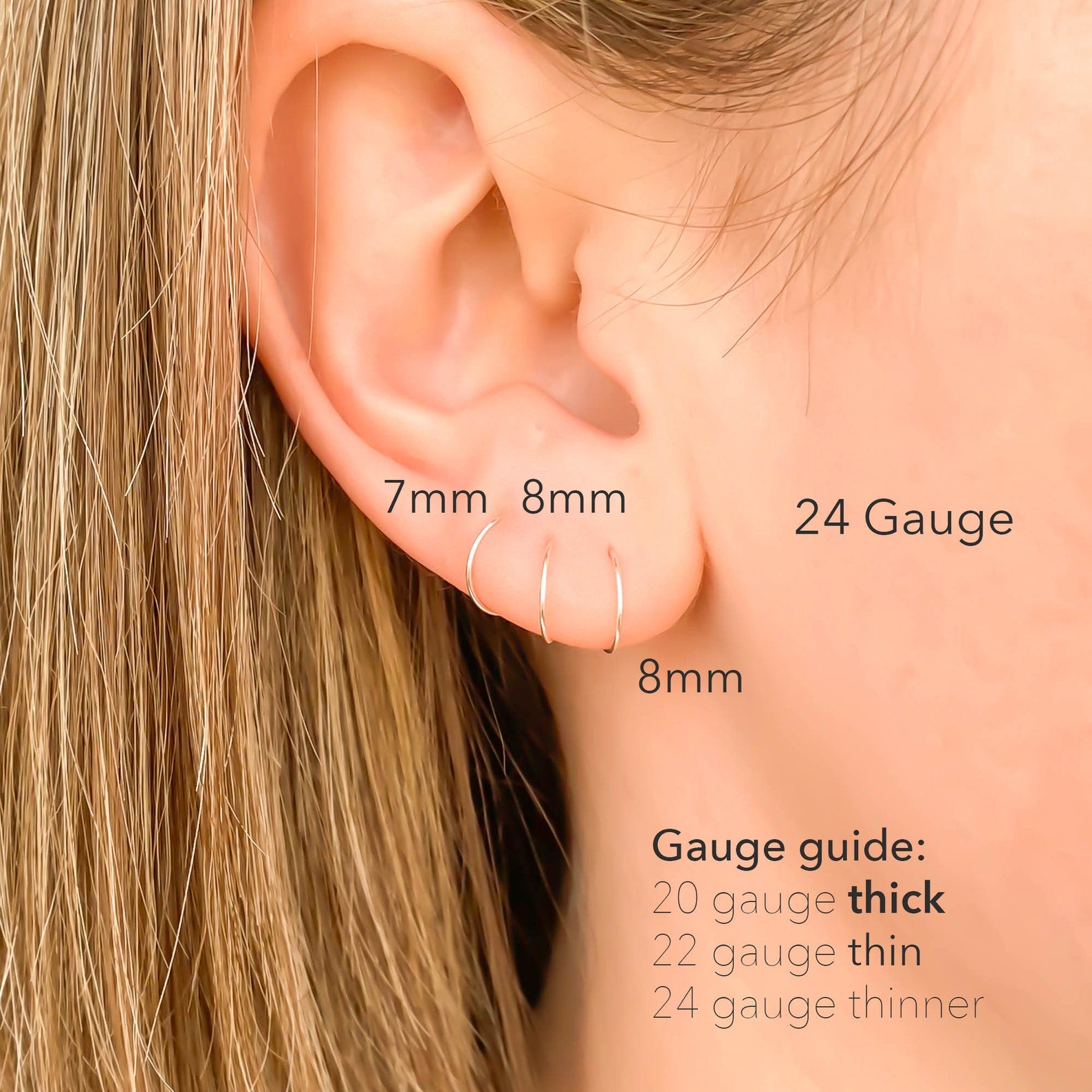 Gauge size deals of earrings