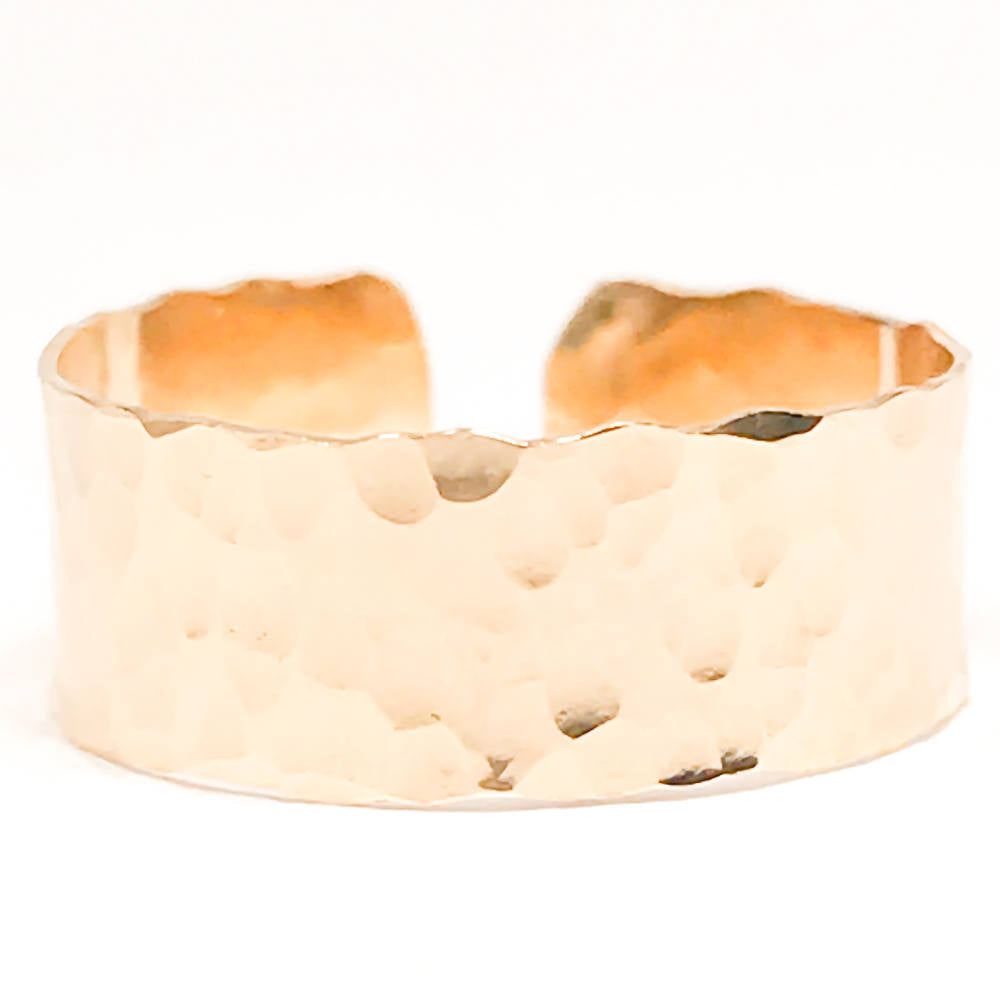 Wide Hammered Toe Ring