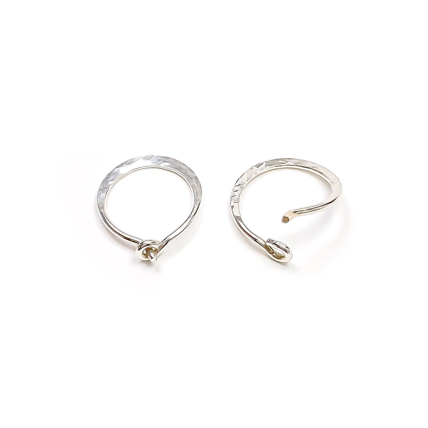 Hammered Silver Hoop Earrings-10mm